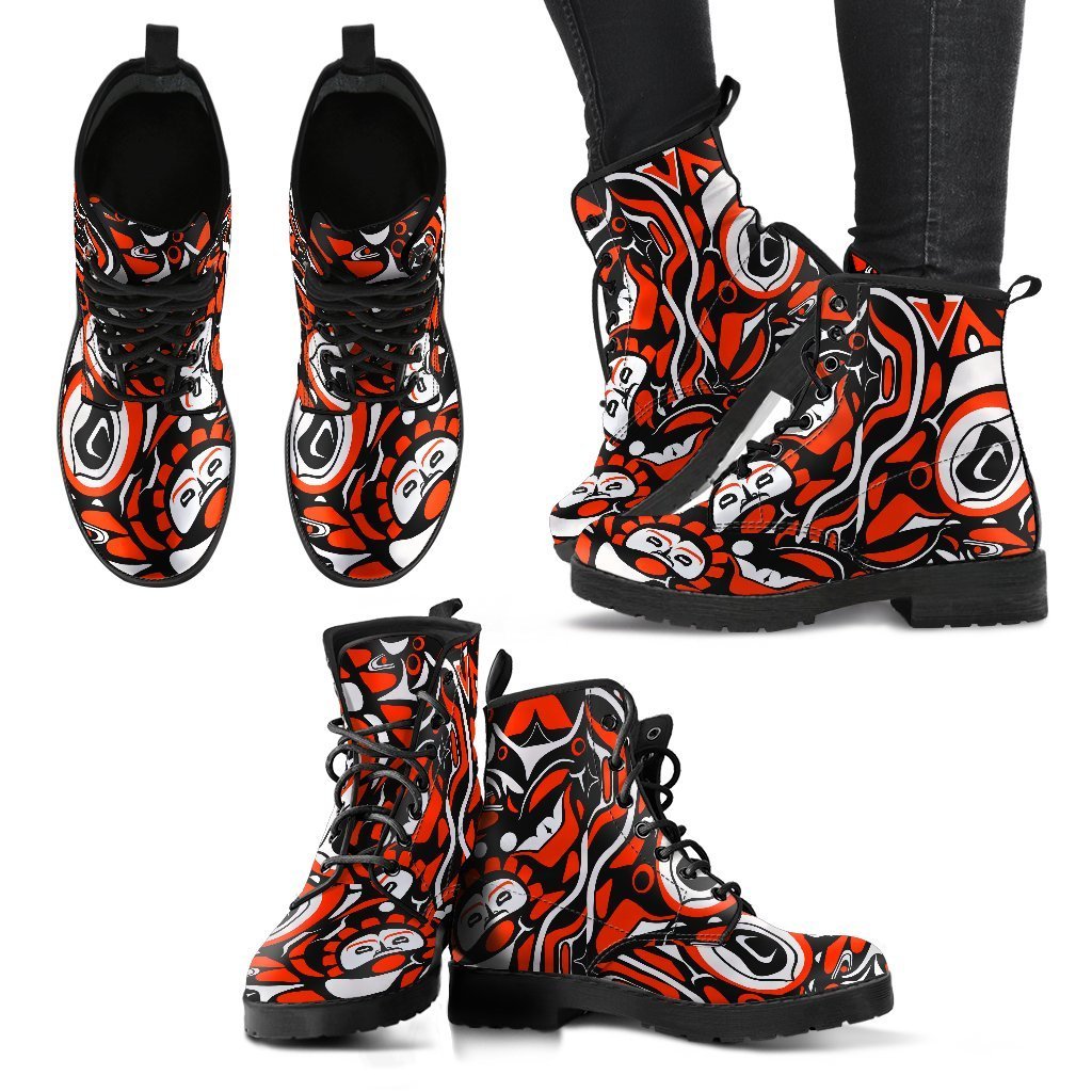 Indians Aztec Tribal Native Navajo American Print Women Leather Boots-grizzshop