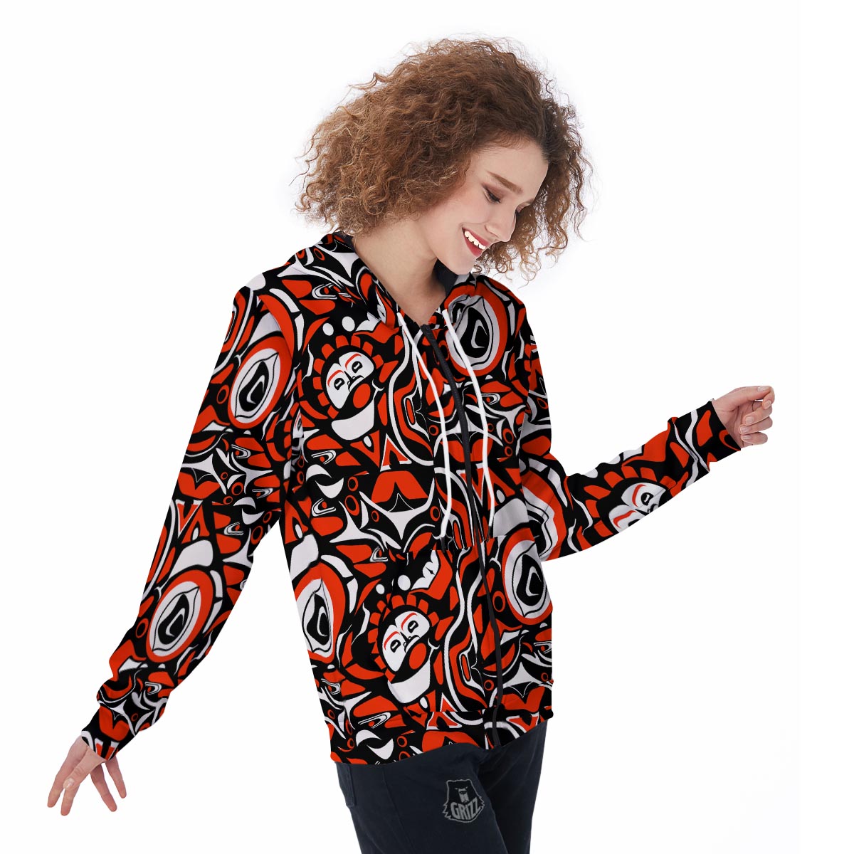 Indians Aztec Tribal Native Navajo American Print Women Zip Up Hoodies-grizzshop