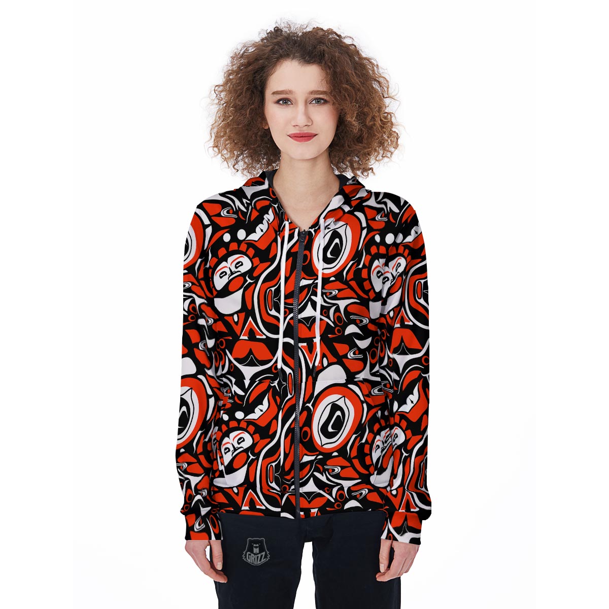 Indians Aztec Tribal Native Navajo American Print Women Zip Up Hoodies-grizzshop