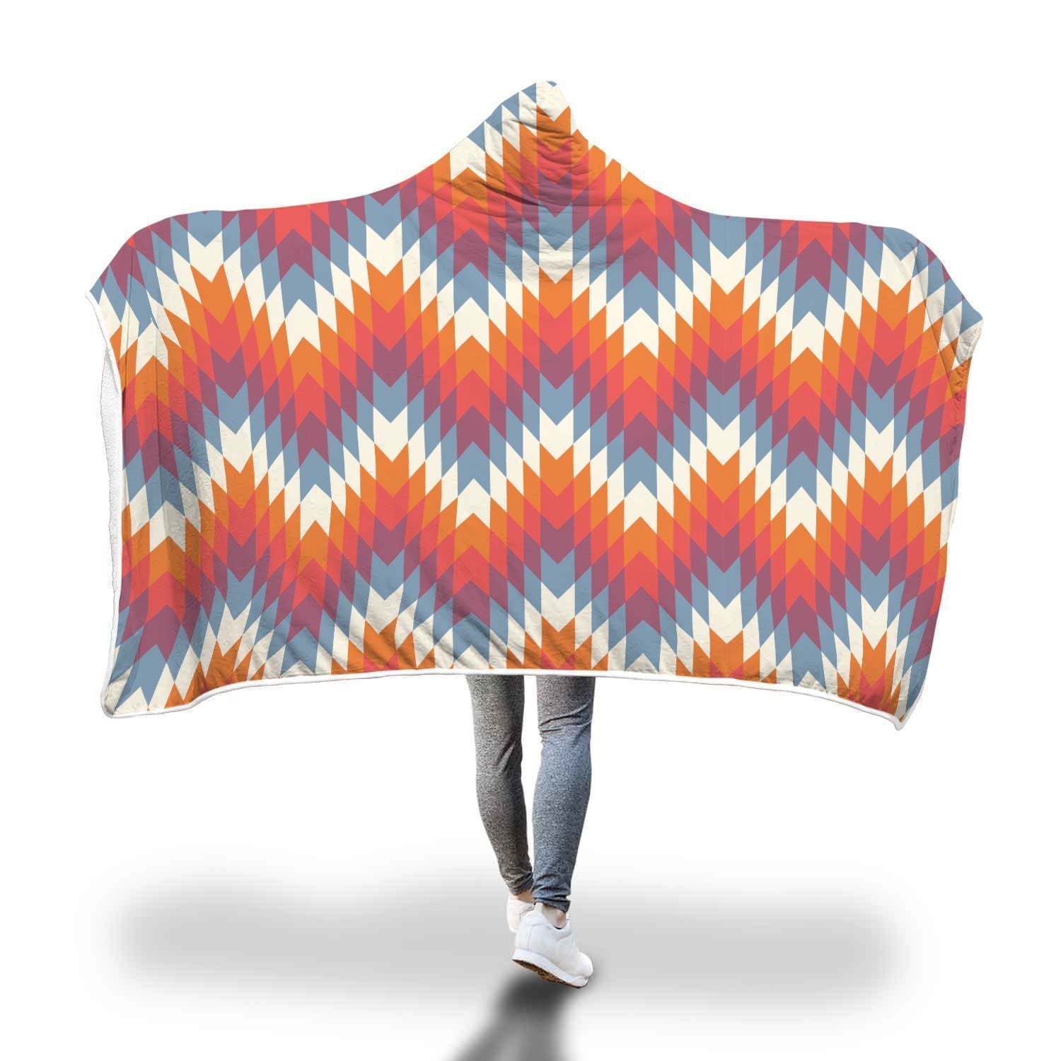 Indians Native American Navajo Aztec Tribal Print Hooded Blanket-grizzshop