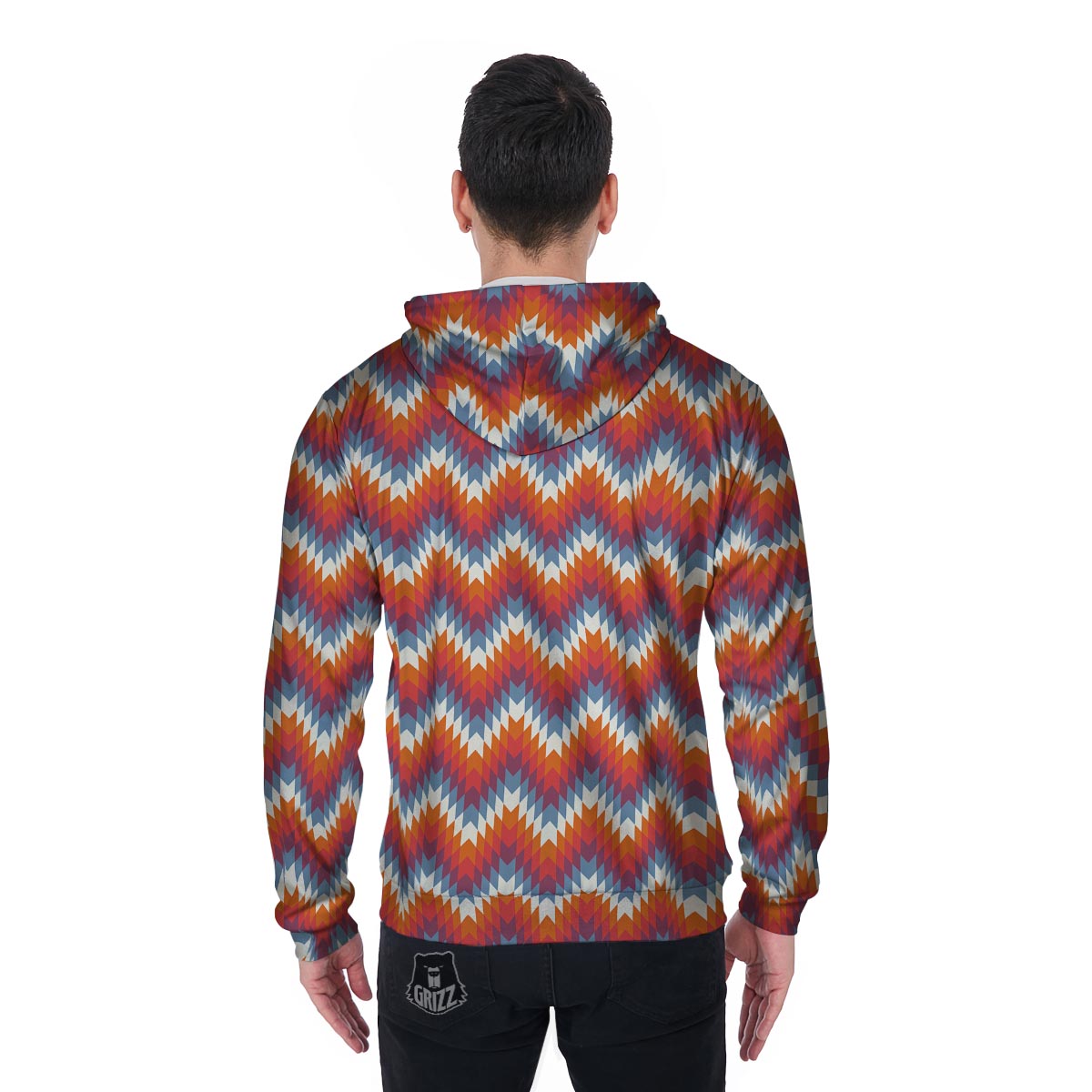 Indians Native American Navajo Aztec Tribal Print Men Zip Up Hoodie-grizzshop
