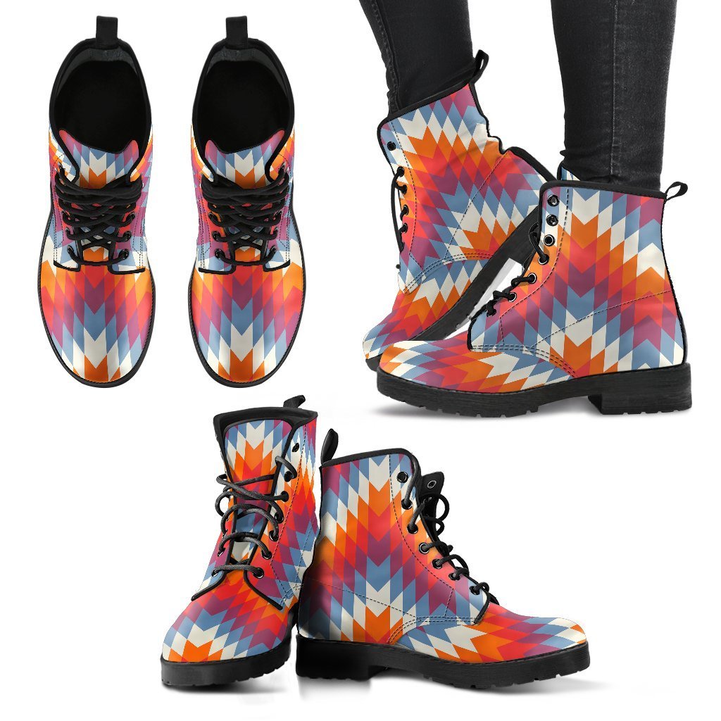 Indians Native American Navajo Aztec Tribal Print Women Leather Boots-grizzshop