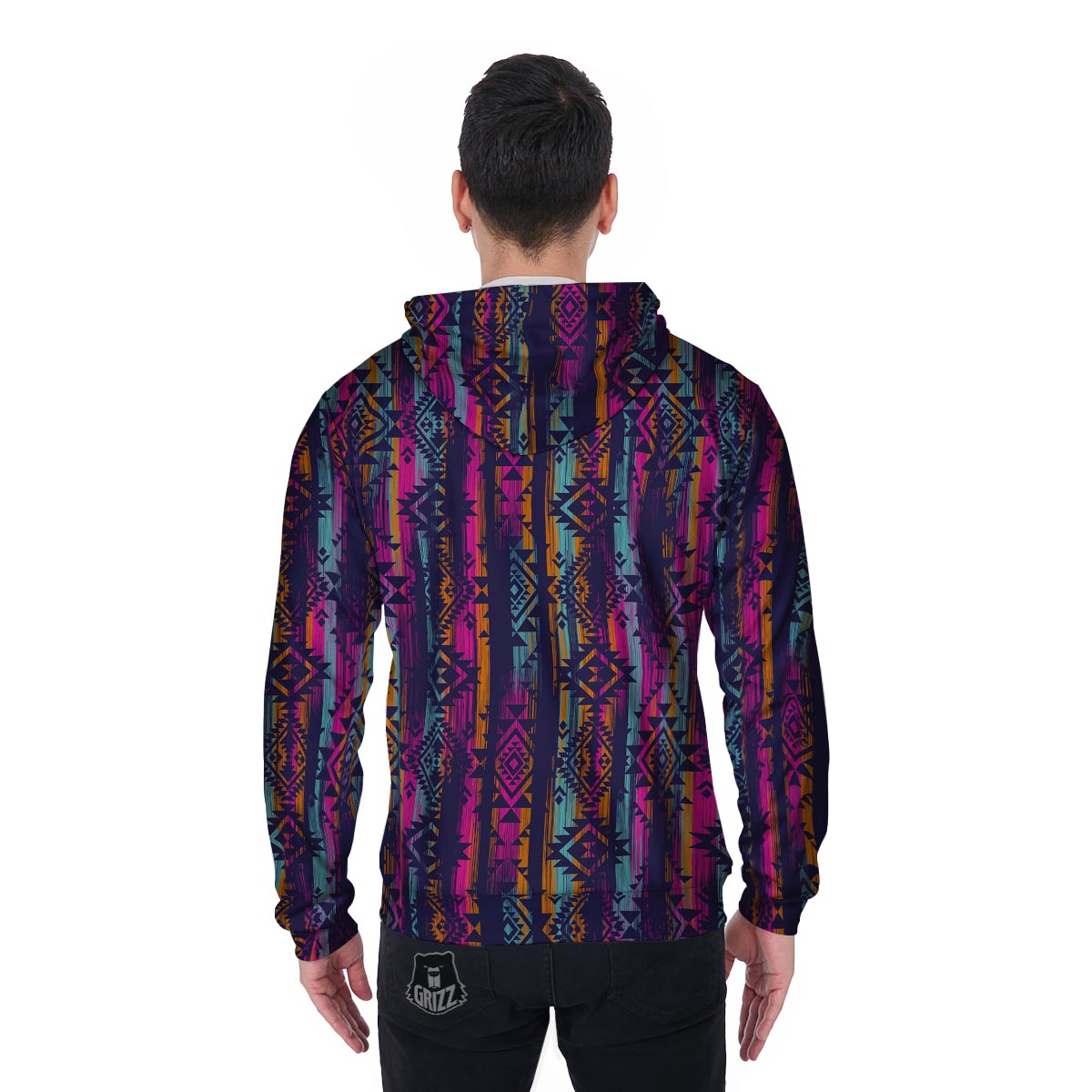 Indians Navajo Aztec Tribal Native American Print Men Zip Up Hoodie-grizzshop