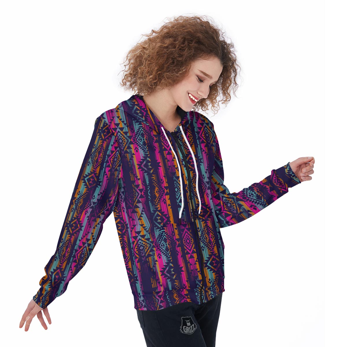 Indians Navajo Aztec Tribal Native American Print Women Zip Up Hoodies-grizzshop