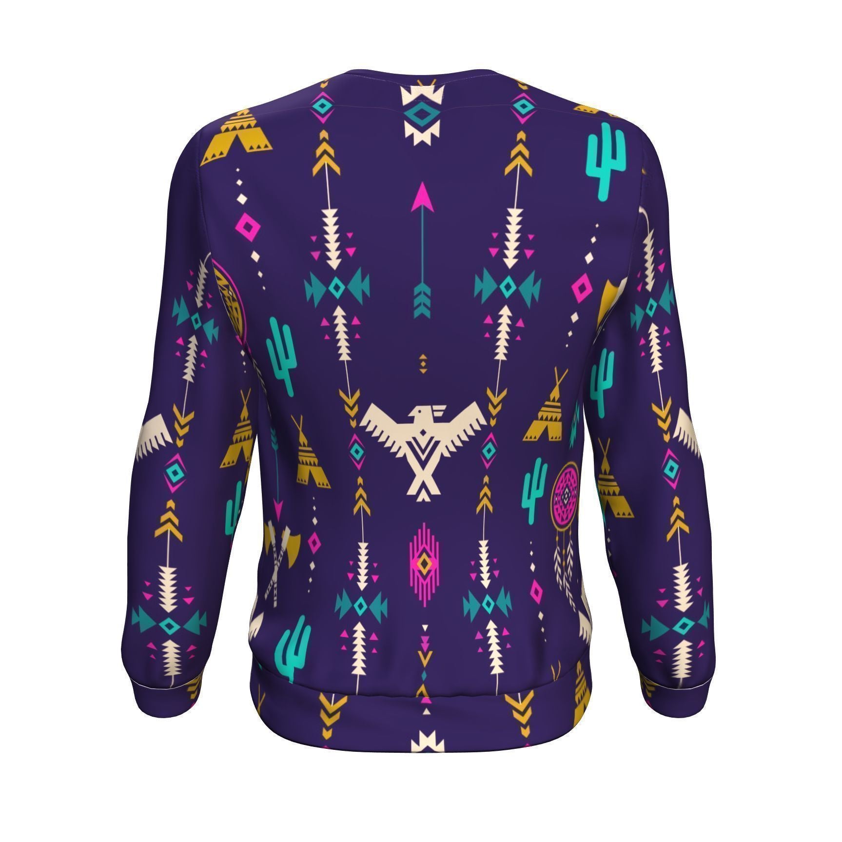 Indians Tribal Native Navajo American Aztec Print Men Crew Neck Sweatshirt-grizzshop