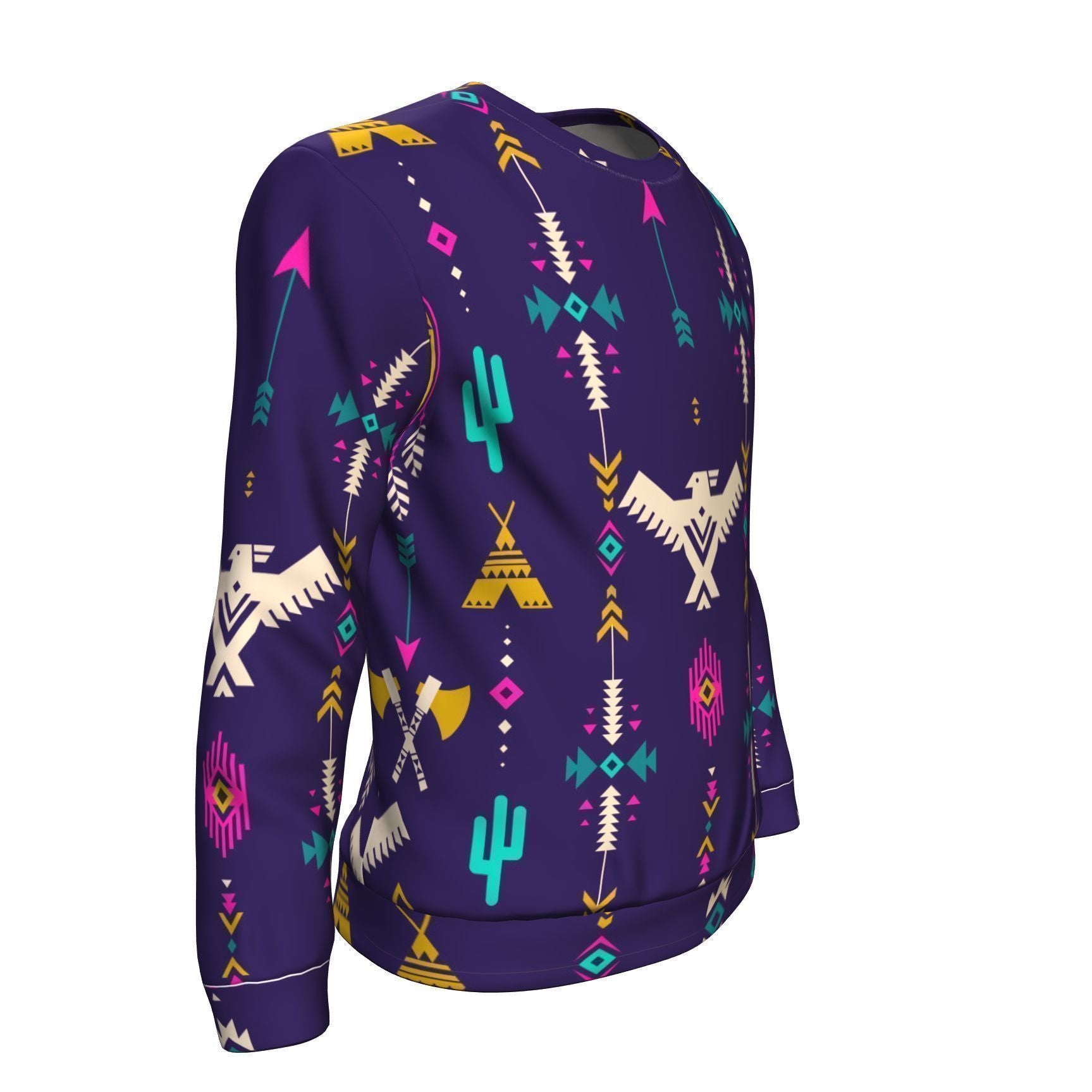Indians Tribal Native Navajo American Aztec Print Men Crew Neck Sweatshirt-grizzshop