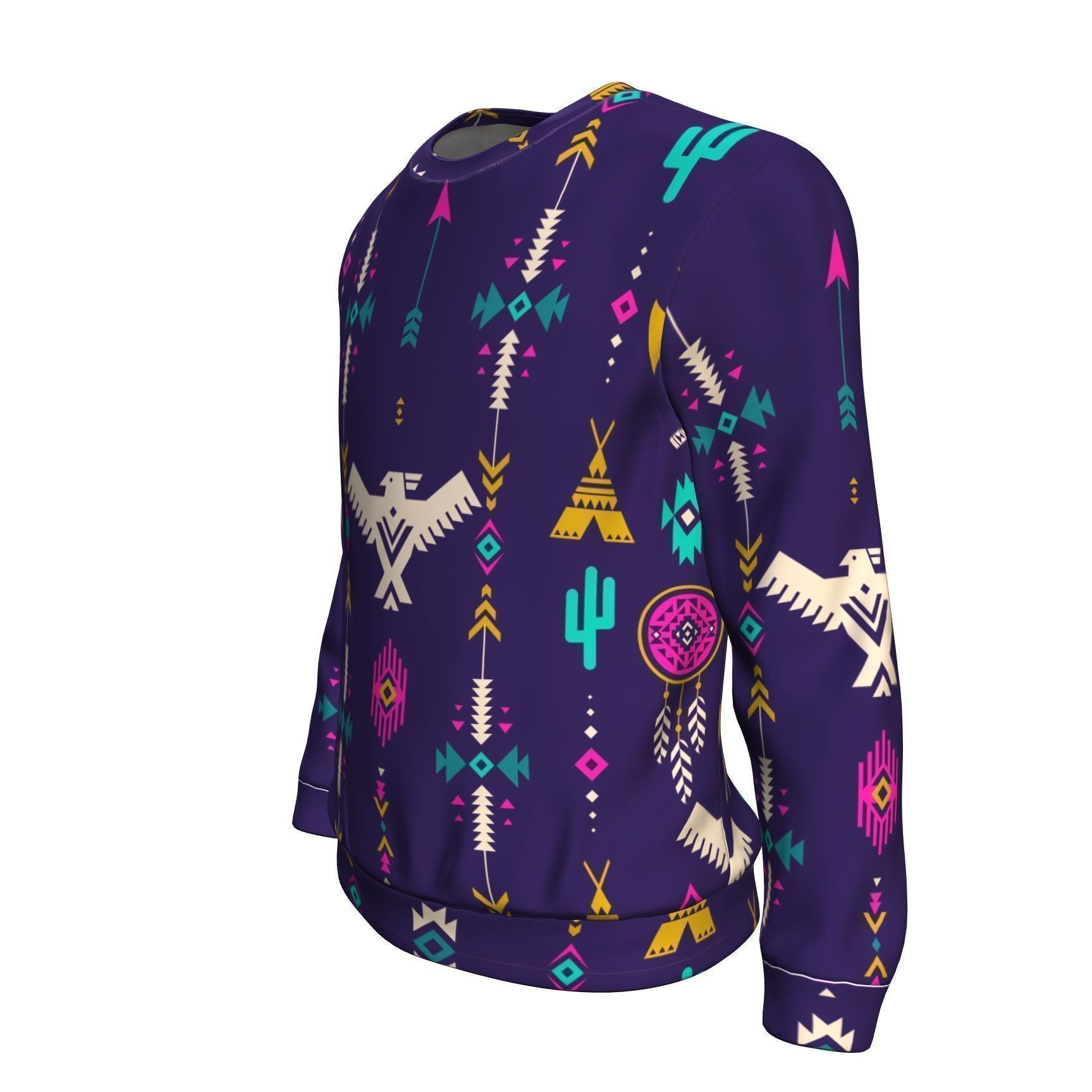 Indians Tribal Native Navajo American Aztec Print Men Crew Neck Sweatshirt-grizzshop