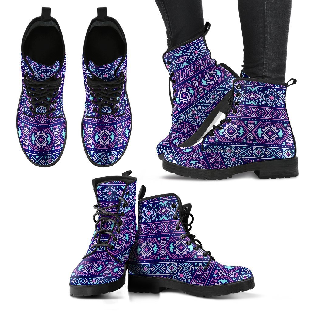 Indians Tribal Native Navajo American Aztec Print Women Leather Boots-grizzshop