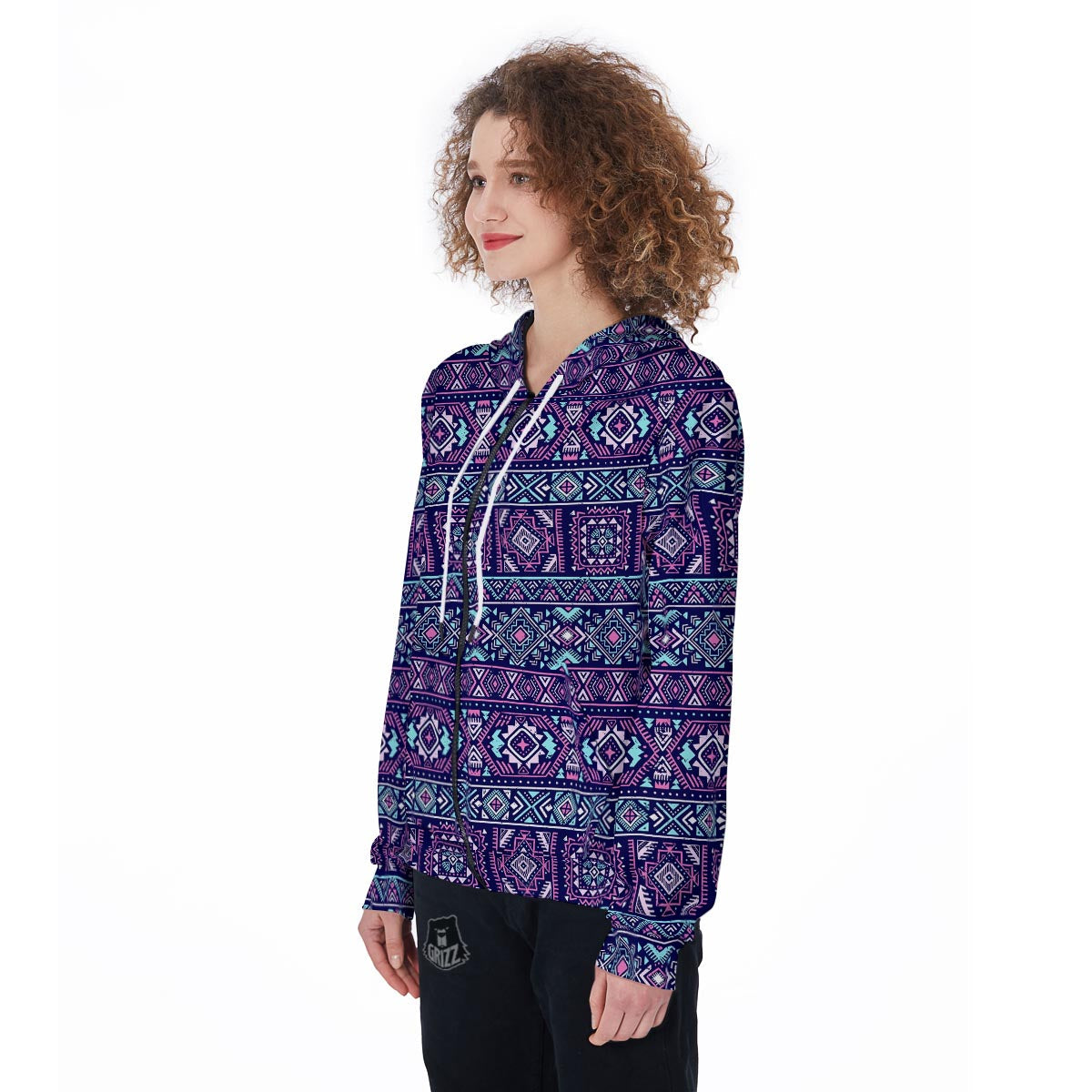 Indians Tribal Native Navajo American Aztec Print Women Zip Up Hoodies-grizzshop