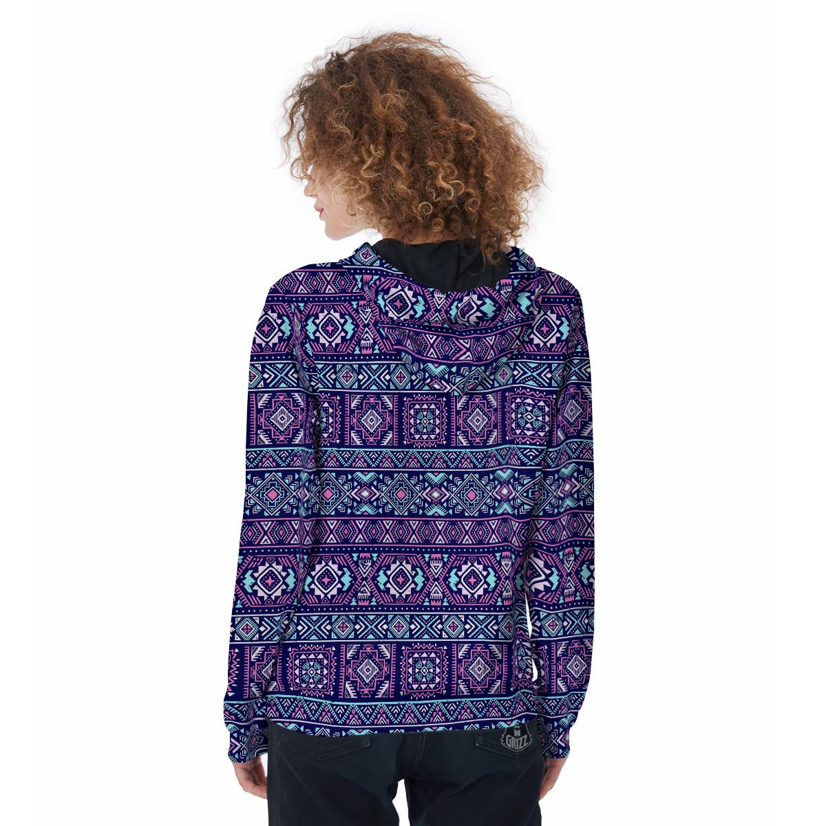 Indians Tribal Native Navajo American Aztec Print Women Zip Up Hoodies-grizzshop