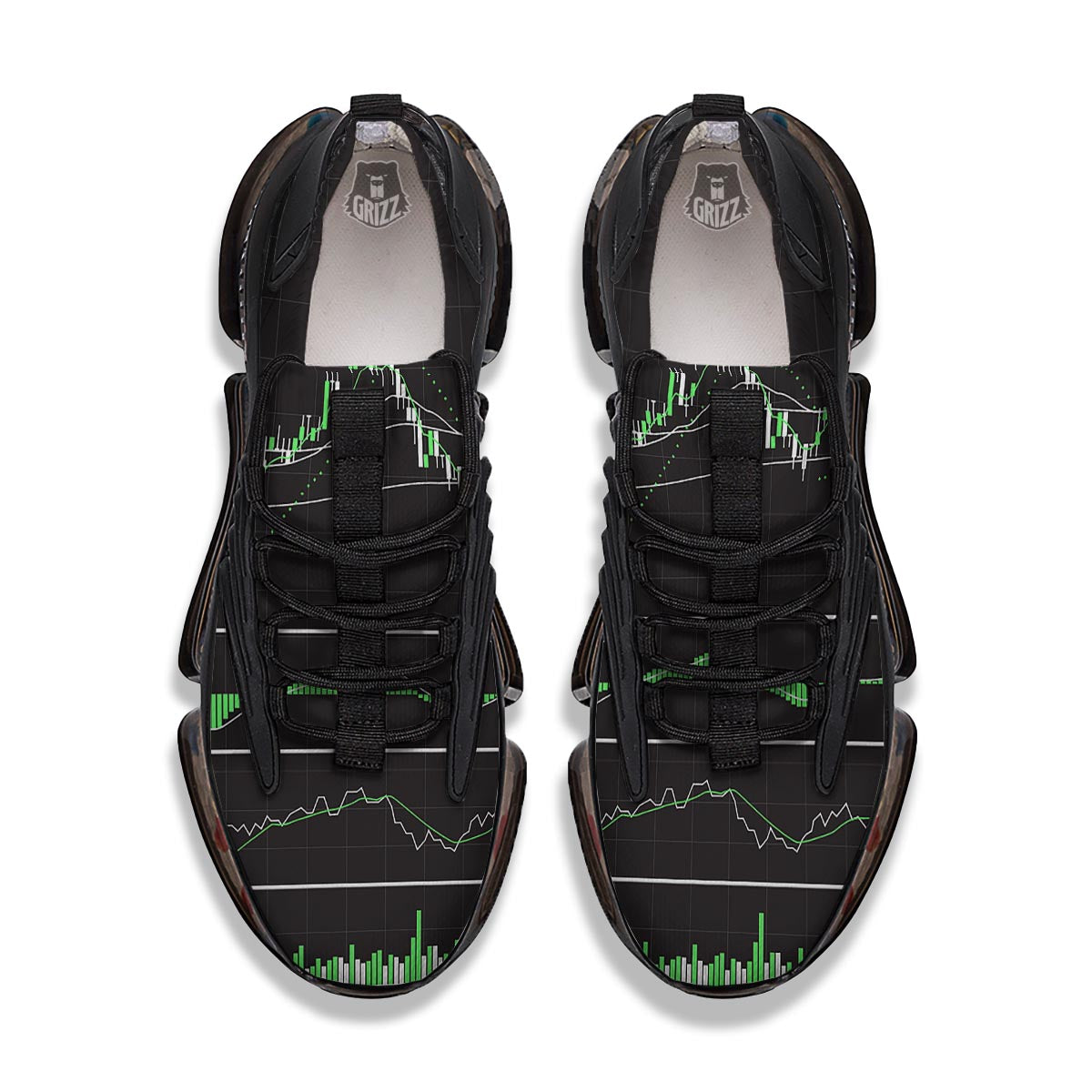 Indicators And Stock Candlestick Print Black Gym Shoes-grizzshop