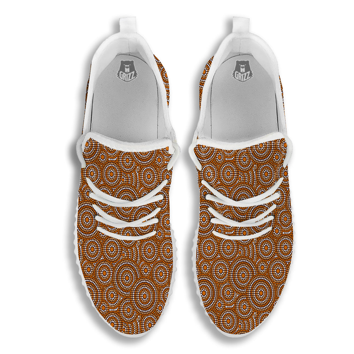 Indigenous Aboriginal Print Pattern White Walking Shoes-grizzshop