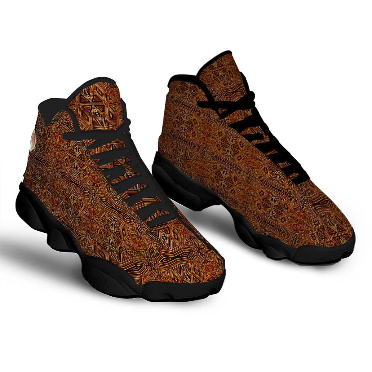 Indigenous Australian Aboriginal Print Black Basketball Shoes-grizzshop