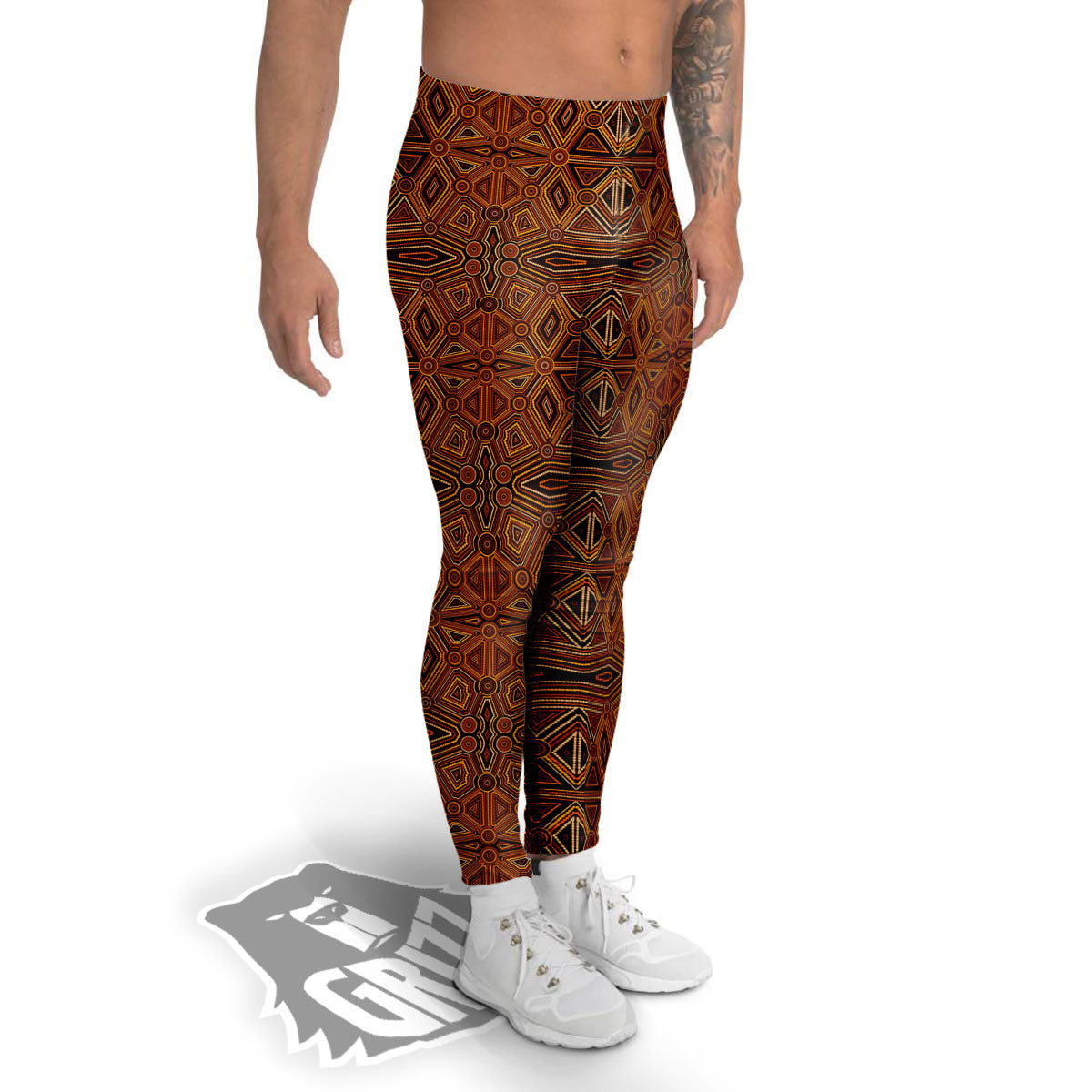 Indigenous Australian Aboriginal Print Men's Leggings-grizzshop