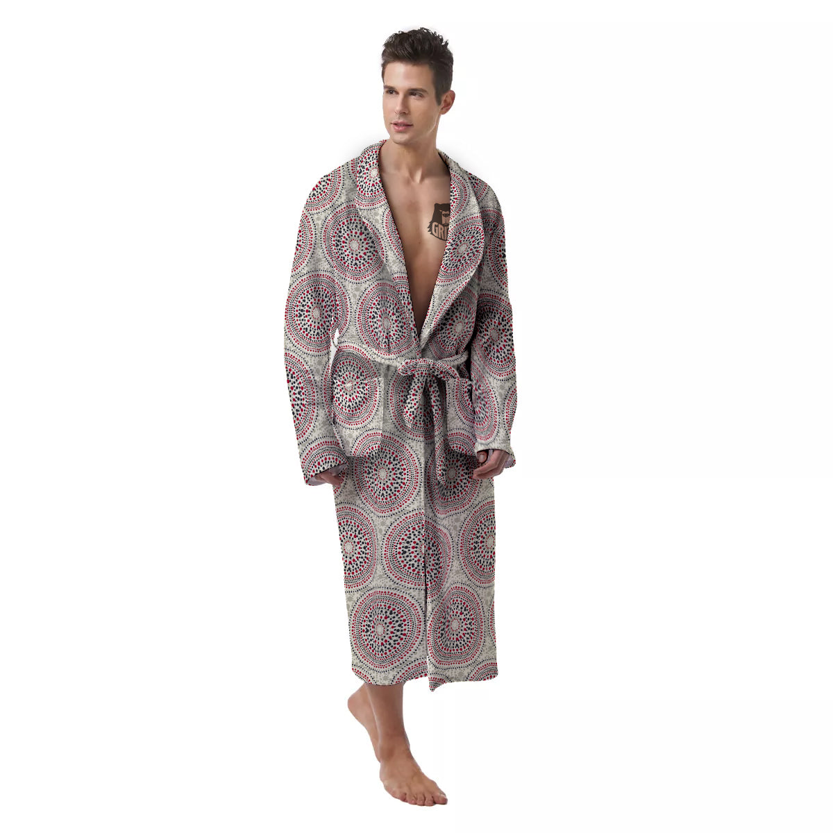 Indigenous Dot Aboriginal Print Pattern Men's Robe-grizzshop