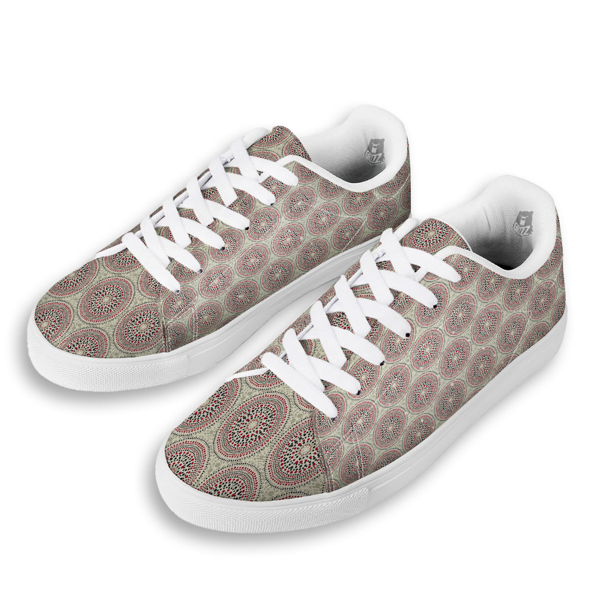 Indigenous Dot Aboriginal Print Pattern White Low Top Sneakers-grizzshop