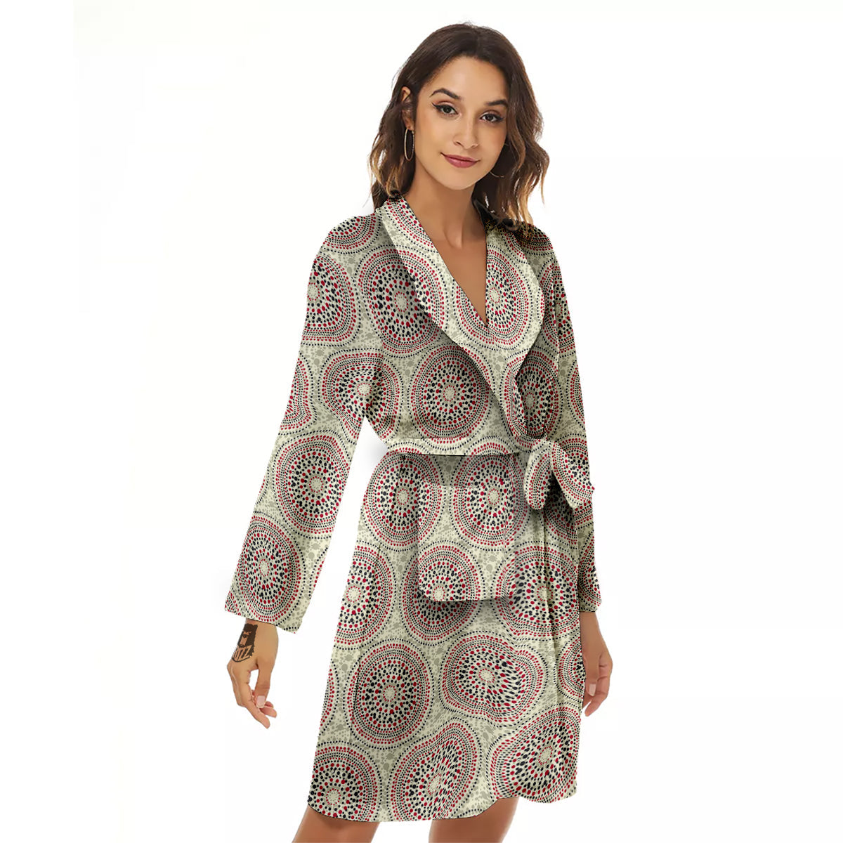 Indigenous Dot Aboriginal Print Pattern Women's Robe-grizzshop