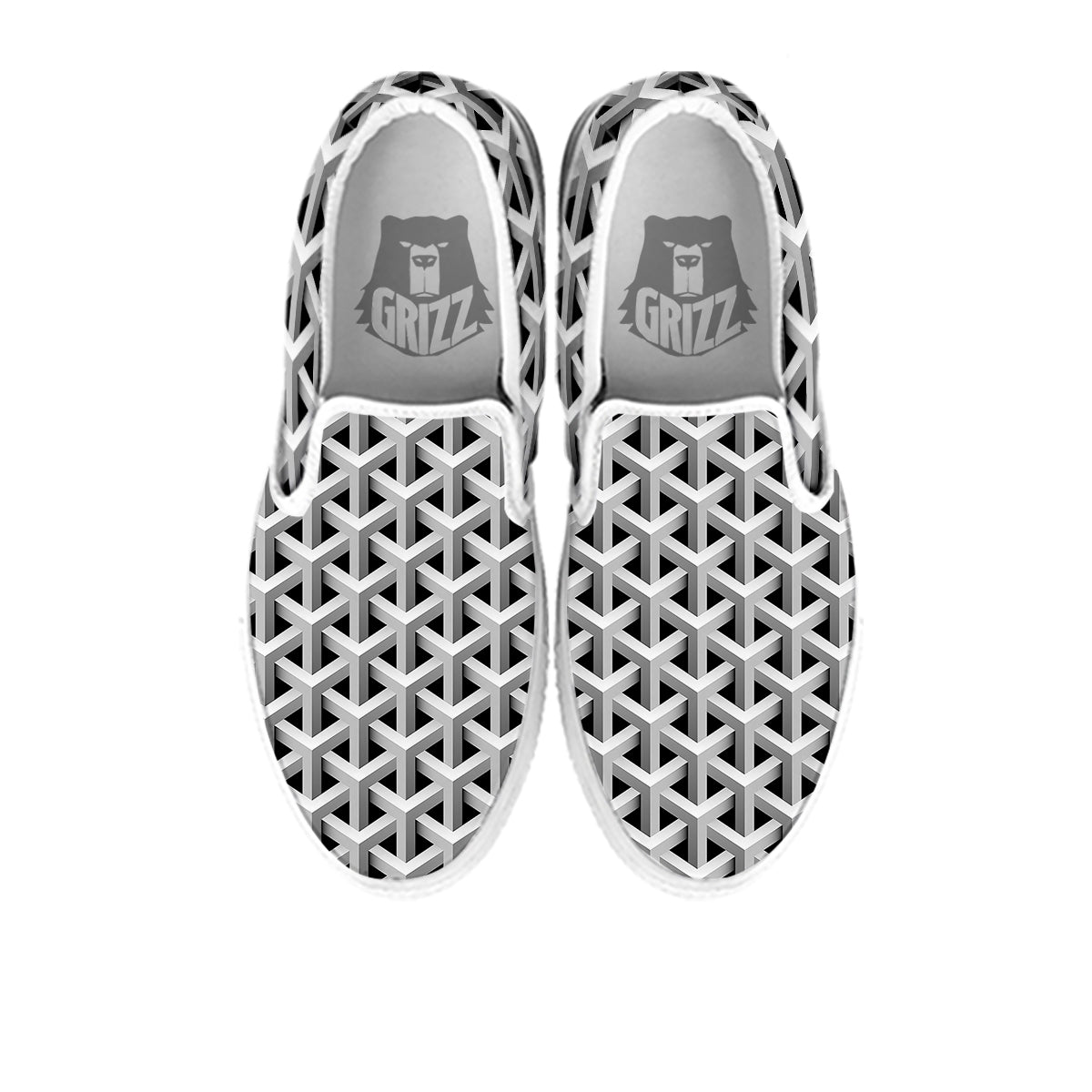 Industrial Raster 3D Print Pattern White Slip On Shoes-grizzshop