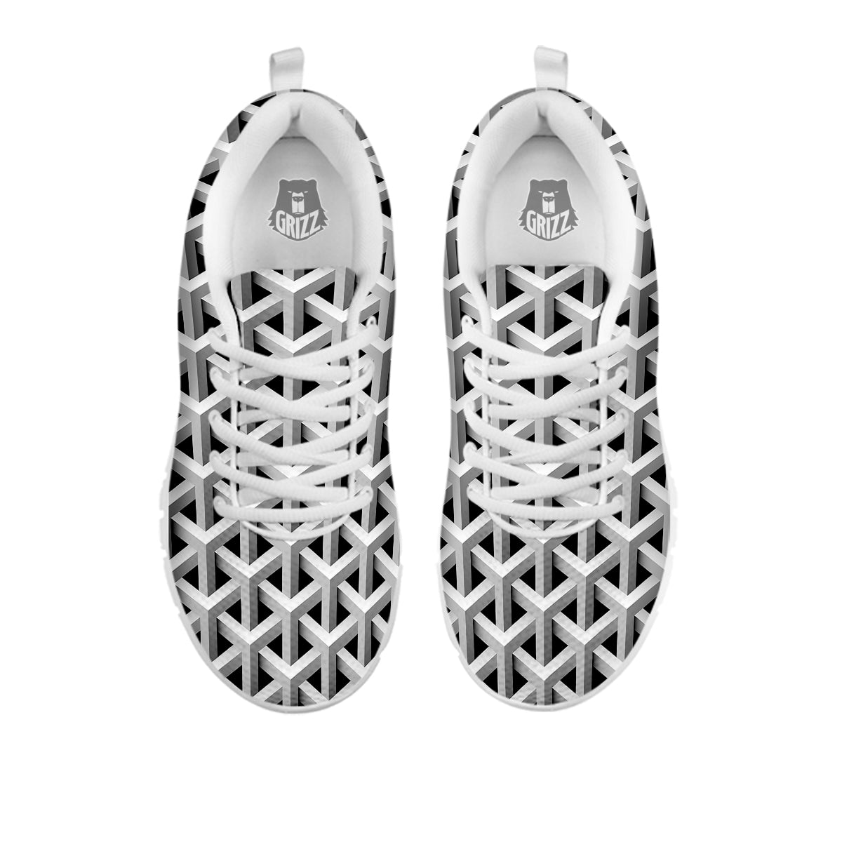 Industrial Raster 3D Print Pattern White Sneaker-grizzshop