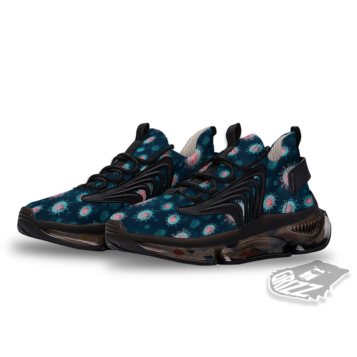 Infection Virus Print Pattern Black Gym Shoes-grizzshop