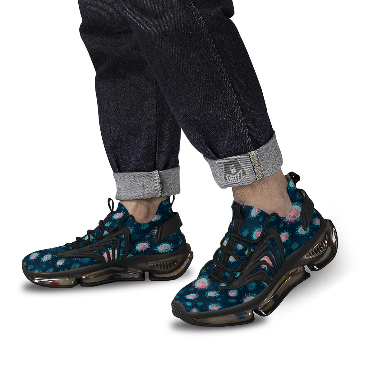 Infection Virus Print Pattern Black Gym Shoes-grizzshop