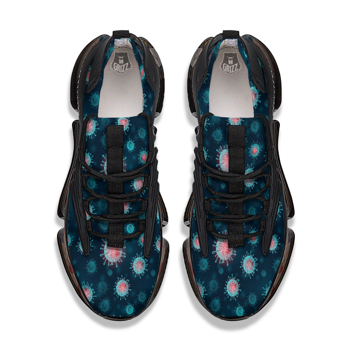 Infection Virus Print Pattern Black Gym Shoes-grizzshop