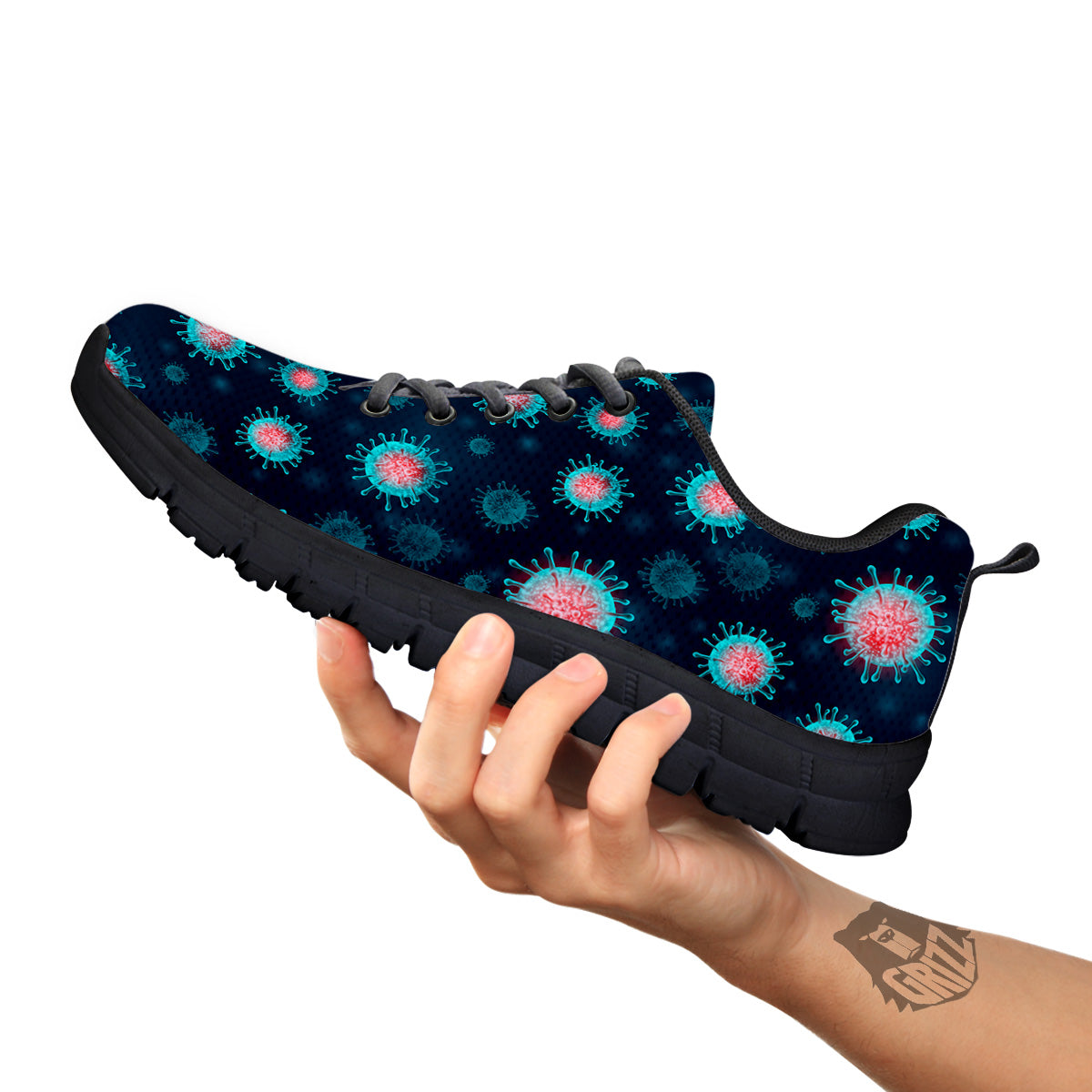 Infection Virus Print Pattern Black Sneaker-grizzshop