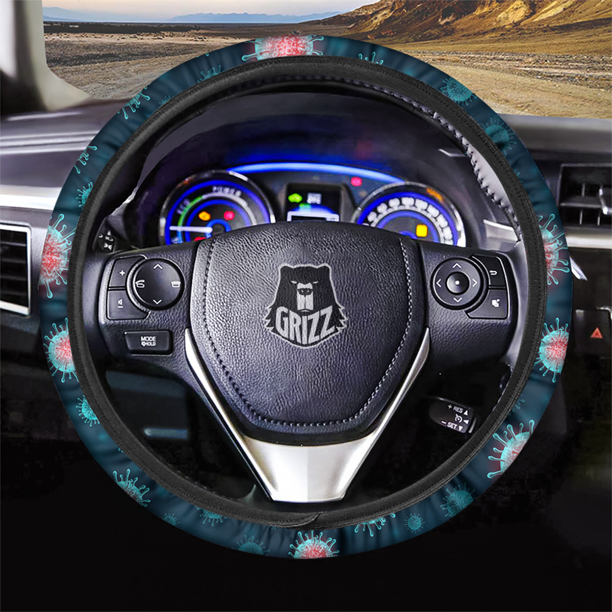 Infection Virus Print Pattern Car Steering Wheel Cover-grizzshop