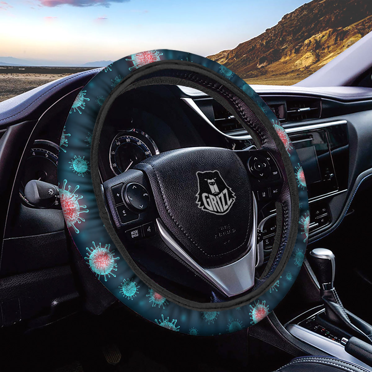 Infection Virus Print Pattern Car Steering Wheel Cover-grizzshop