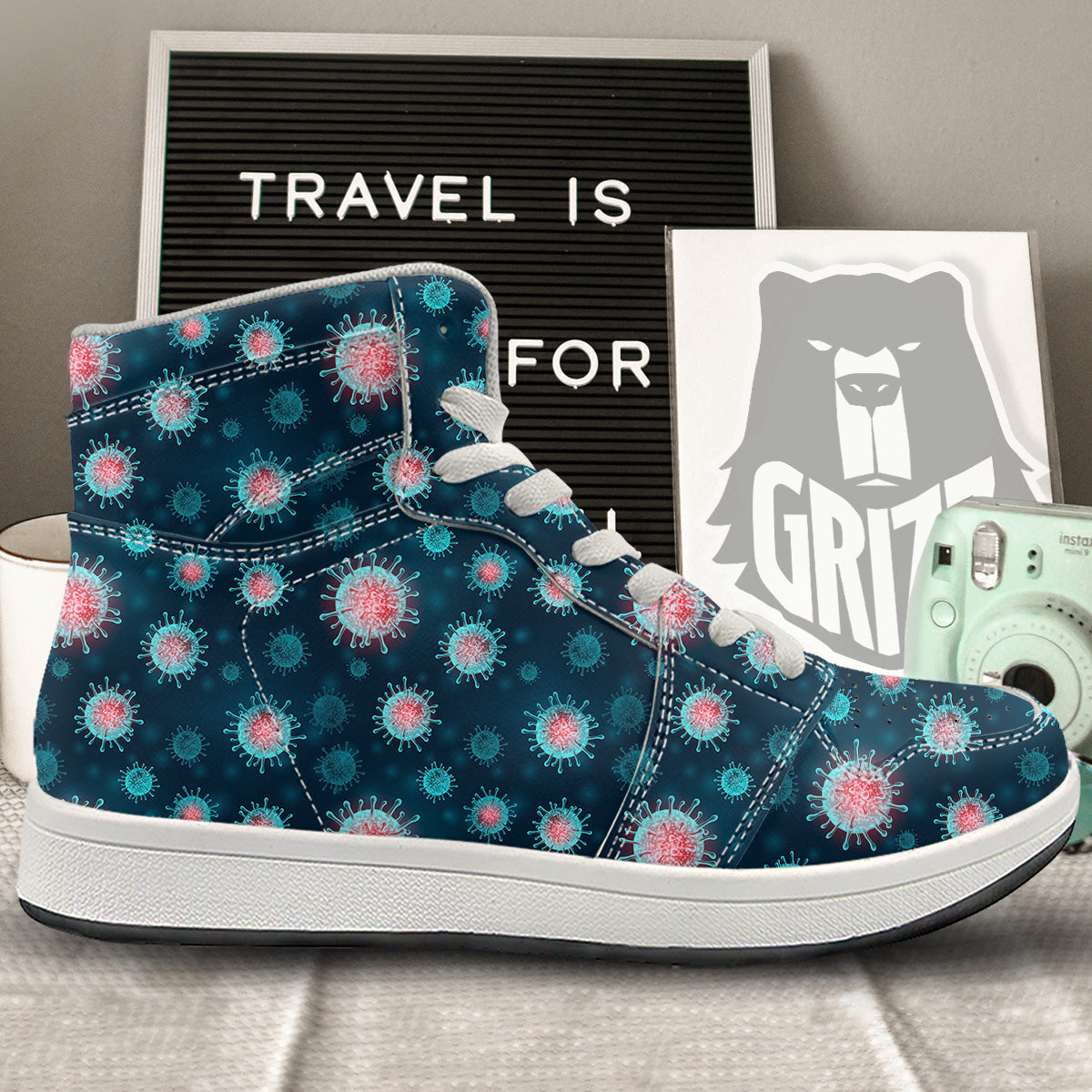 Infection Virus Print Pattern High Top Sneakers-grizzshop