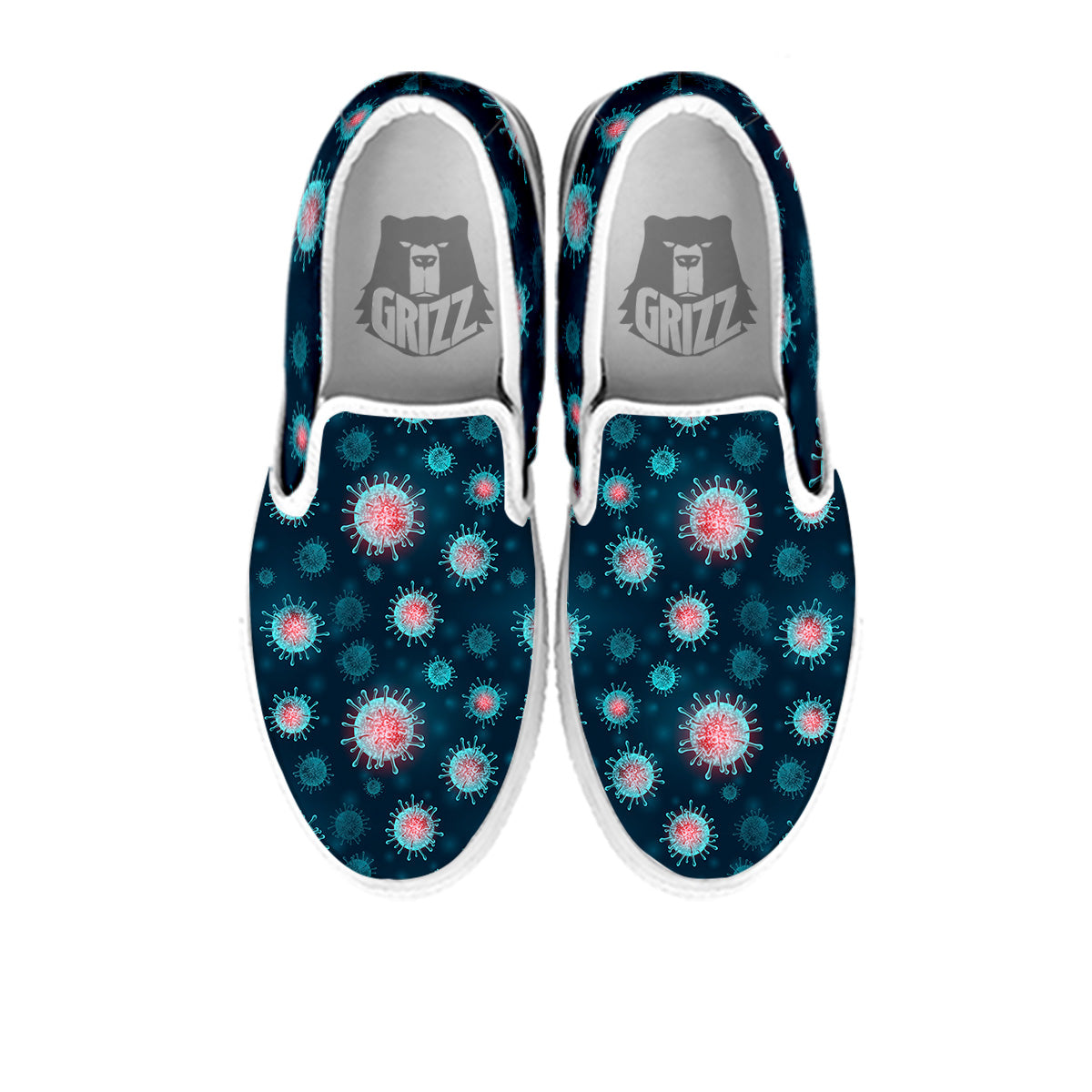 Infection Virus Print Pattern White Slip On Shoes-grizzshop