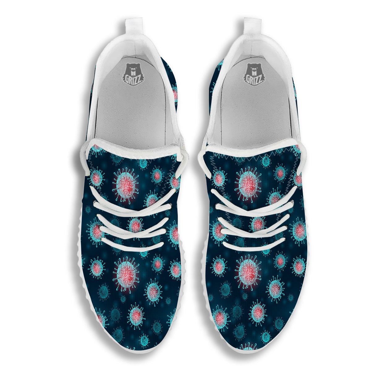 Infection Virus Print Pattern White Walking Shoes-grizzshop