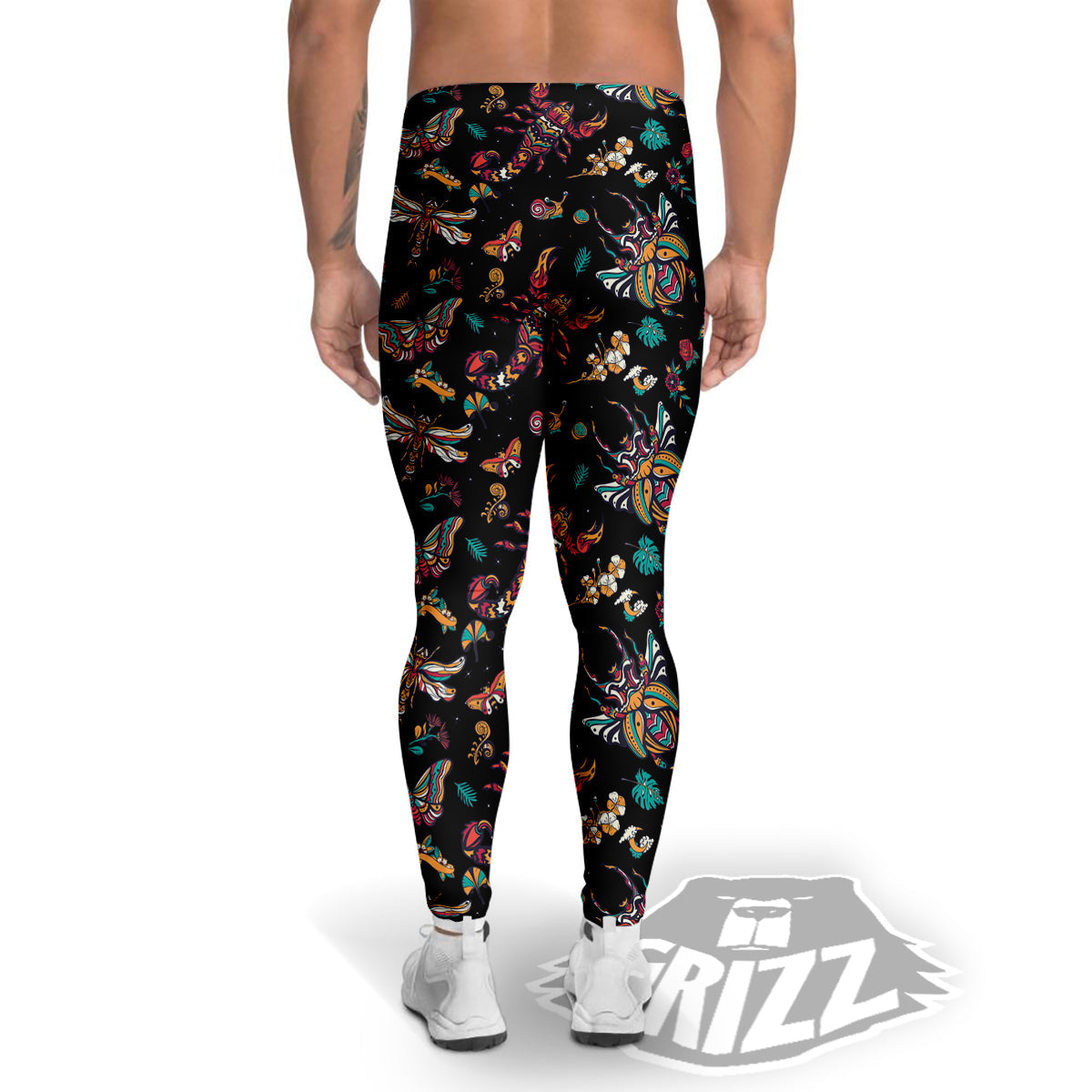 Insect Old School Tattoo Print Pattern Men's Leggings-grizzshop