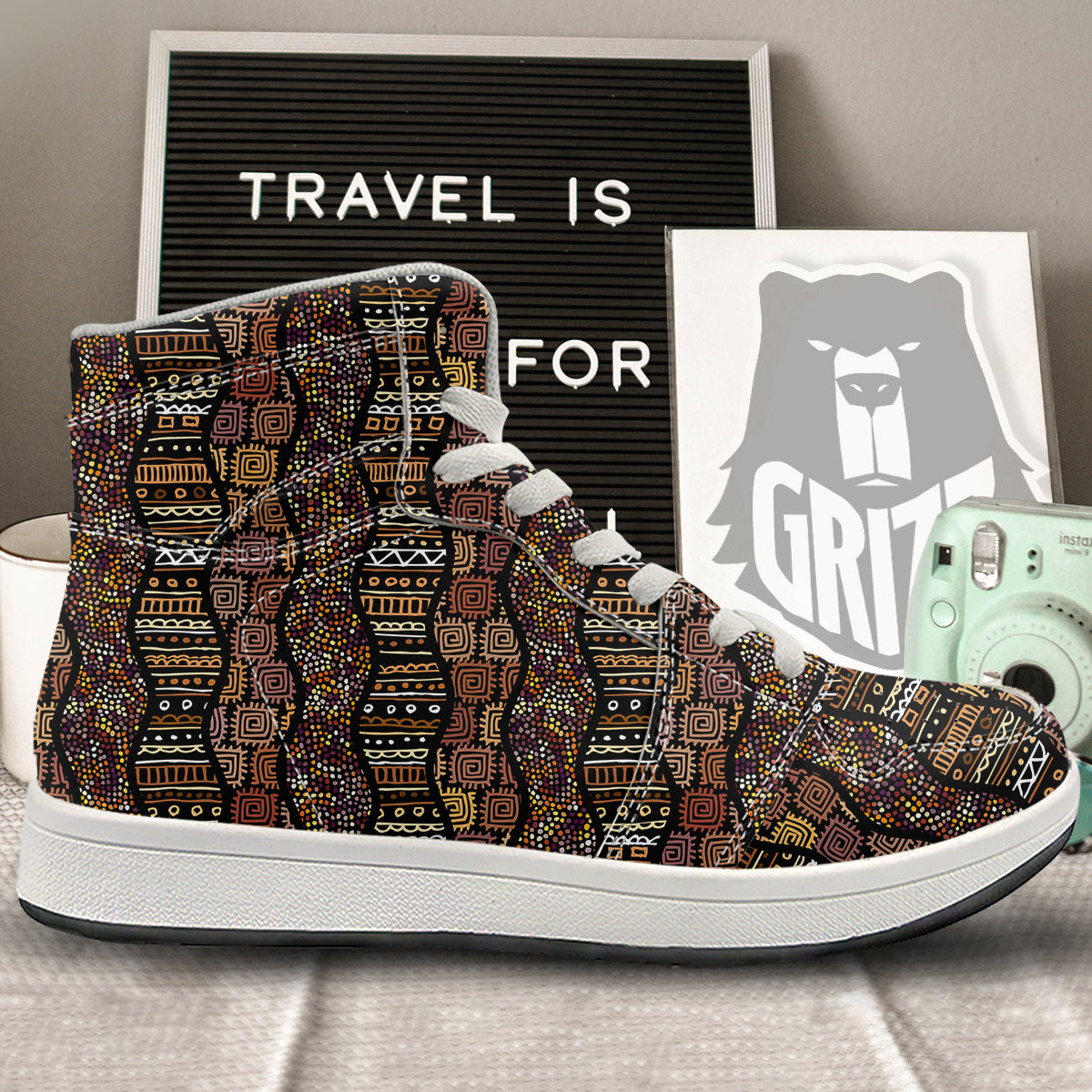 Inspired African Afro Print Pattern High Top Sneakers-grizzshop