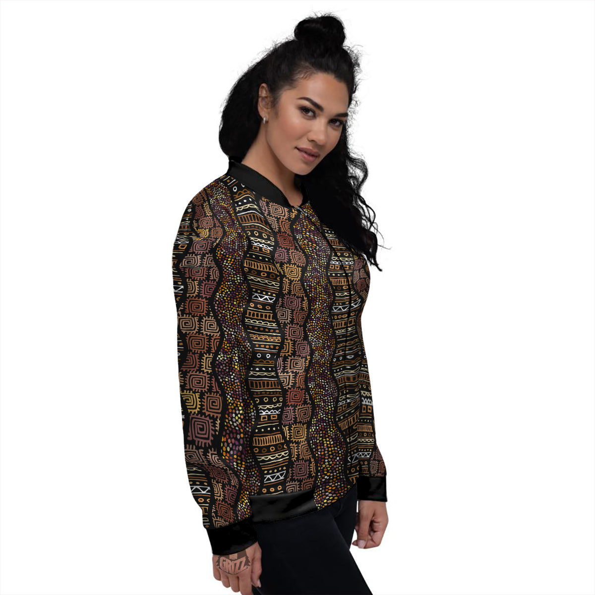 Inspired African Afro Print Pattern Women's Bomber Jacket-grizzshop