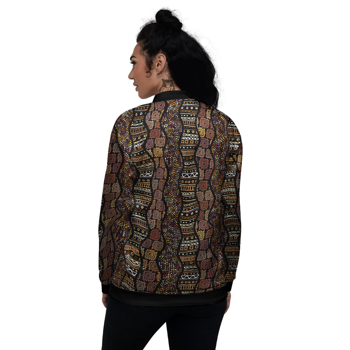 Inspired African Afro Print Pattern Women's Bomber Jacket-grizzshop