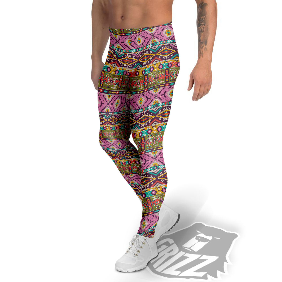 Inspired African Colorful Print Pattern Men's Leggings-grizzshop