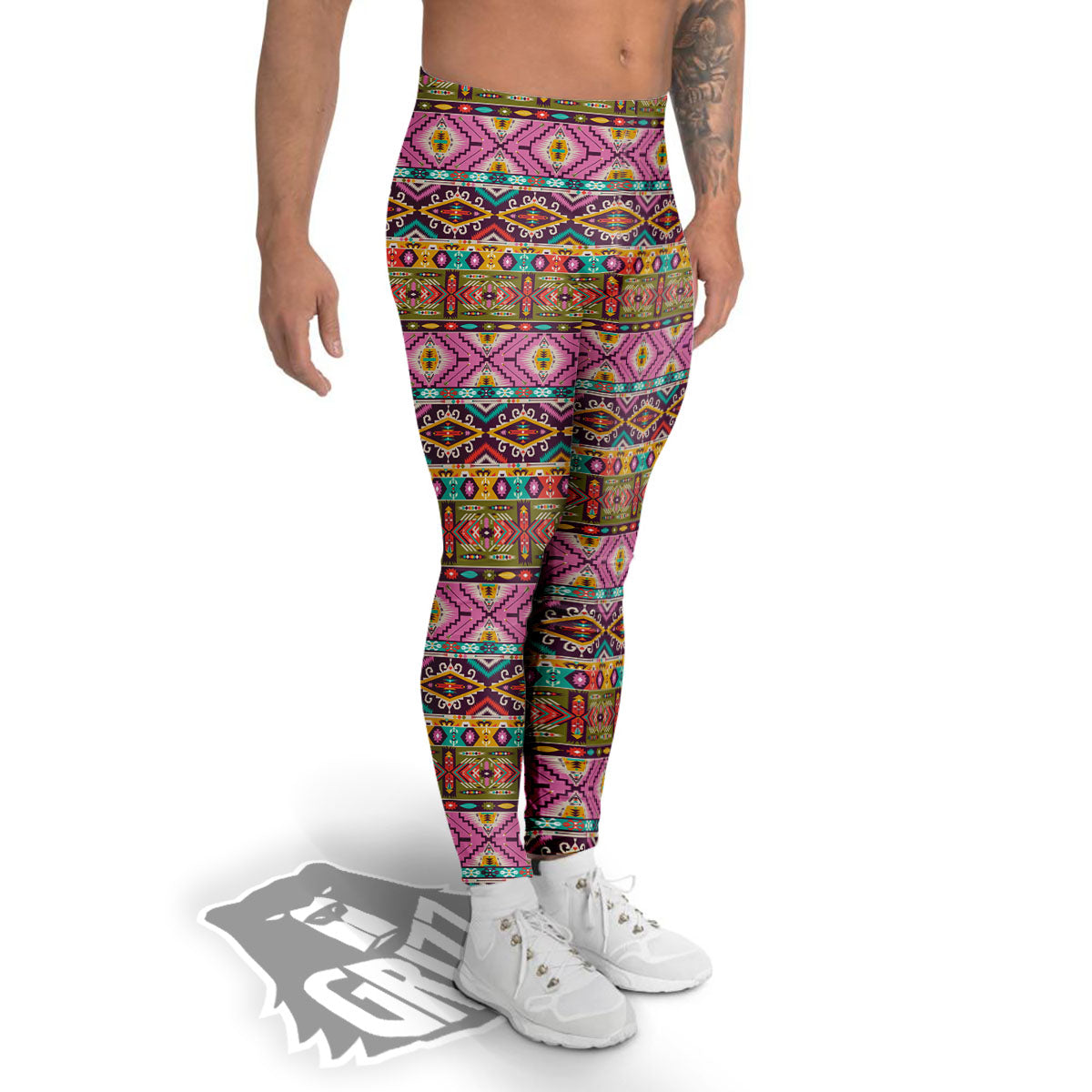Inspired African Colorful Print Pattern Men's Leggings-grizzshop