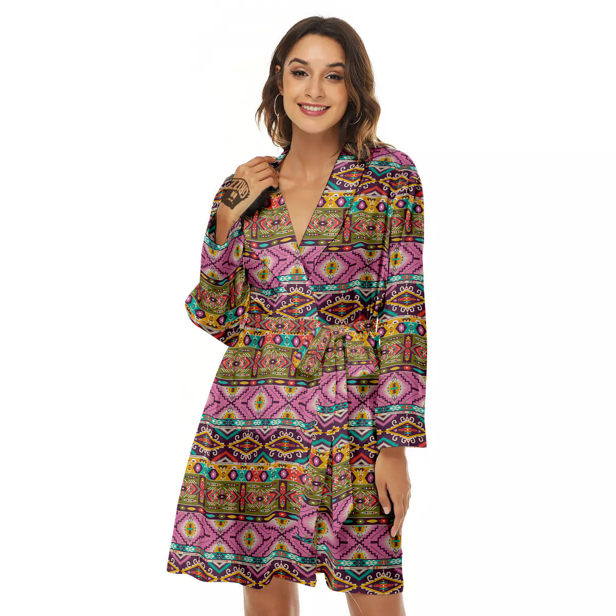 Inspired African Colorful Print Pattern Women's Robe-grizzshop