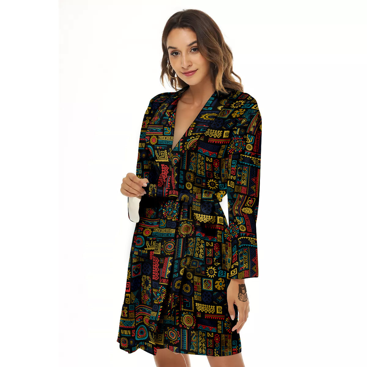 Inspired African Tribal Print Pattern Women's Robe-grizzshop
