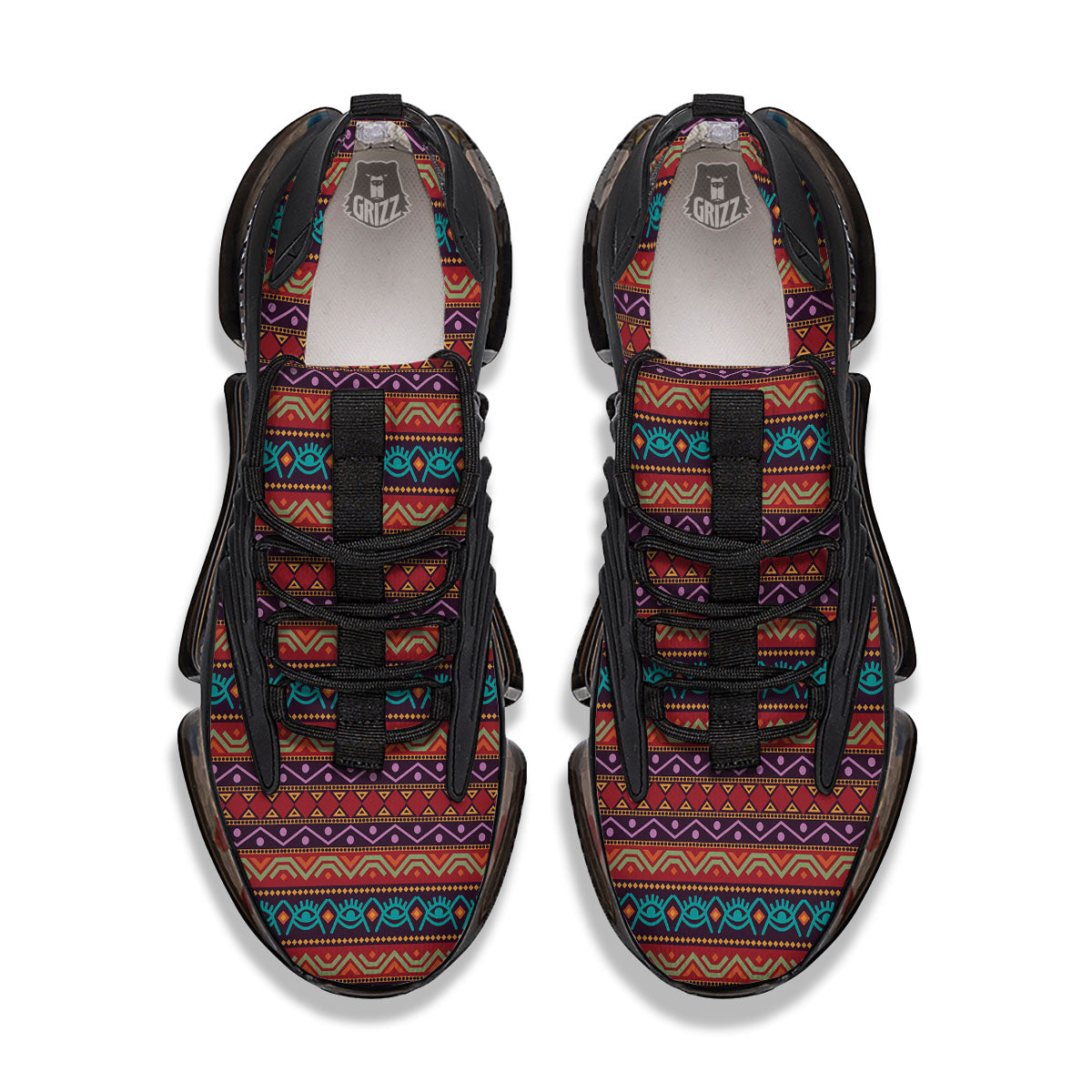 Inspired Afro Ethnic Print Black Gym Shoes-grizzshop