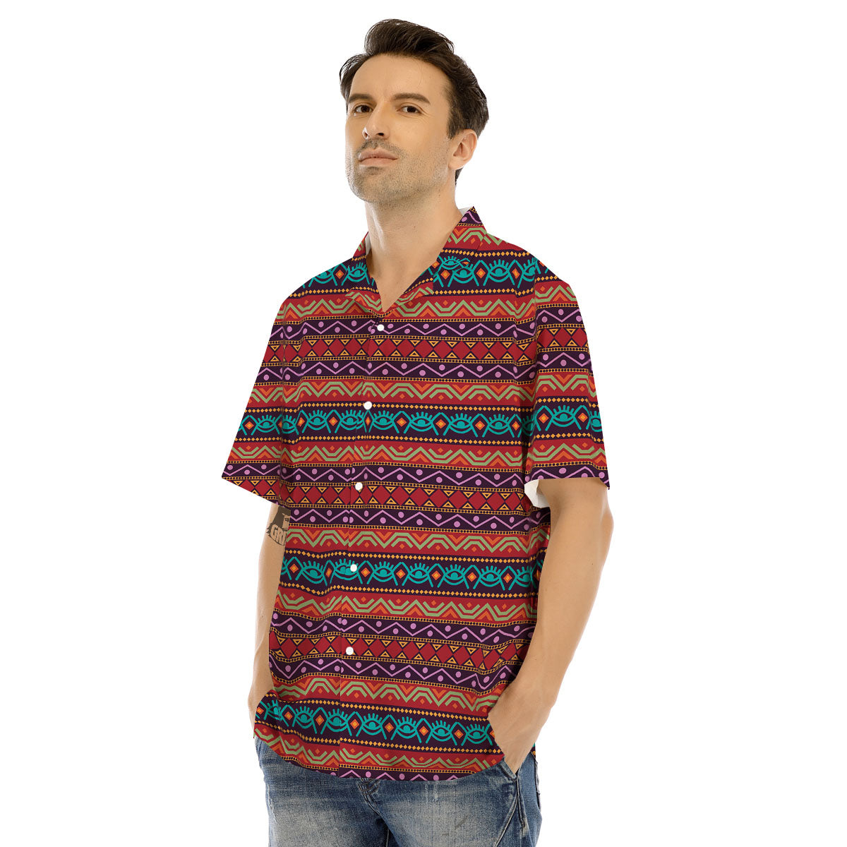 Inspired Afro Ethnic Print Men's Hawaiian Shirt-grizzshop