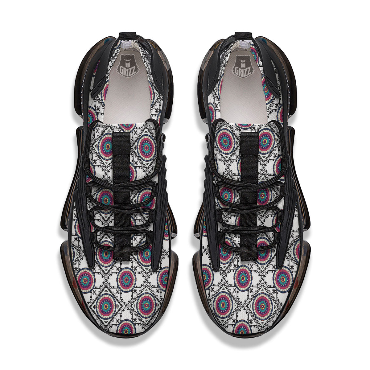Inspired Native Indian Print Pattern Black Gym Shoes-grizzshop