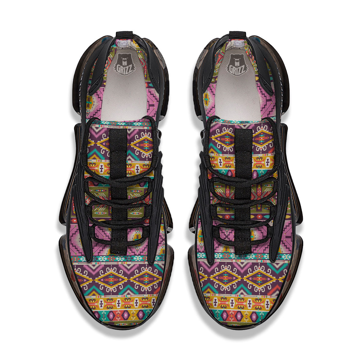 Inspired Native Print Pattern Black Gym Shoes-grizzshop