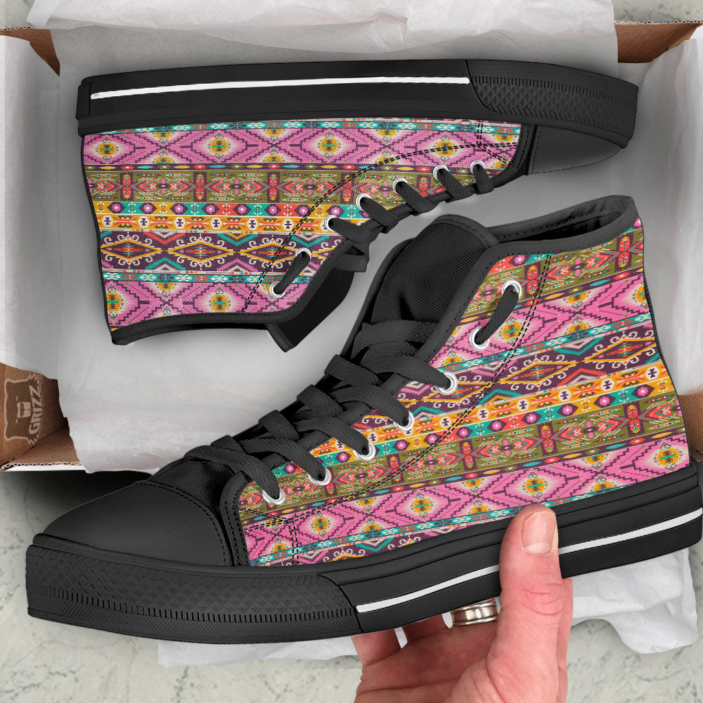 Inspired Native Print Pattern High Top Shoes-grizzshop