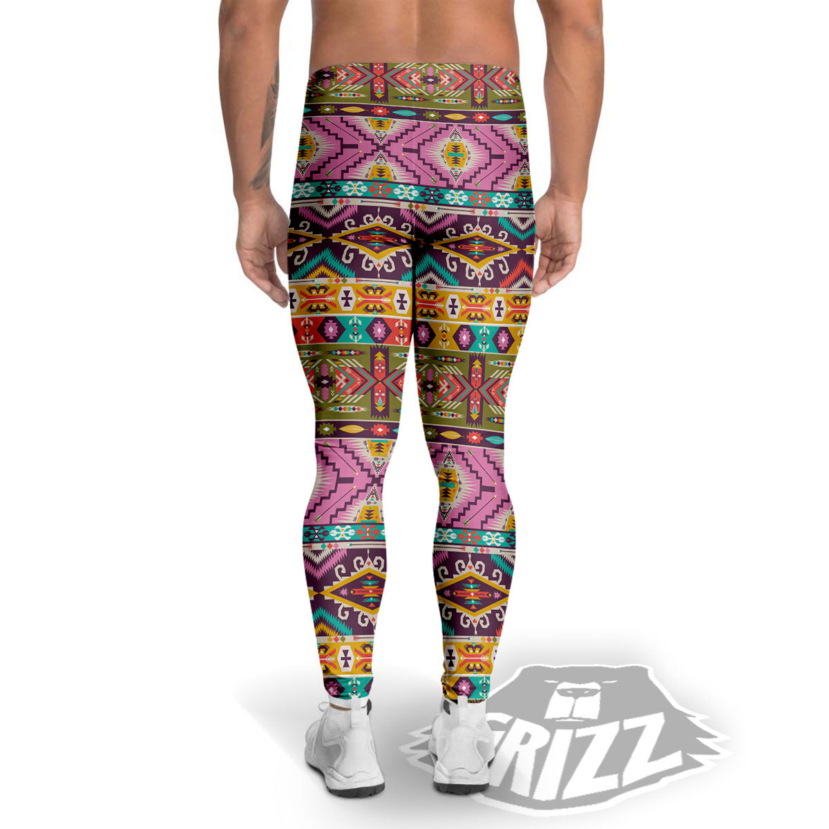 Inspired Native Print Pattern Men's Leggings-grizzshop