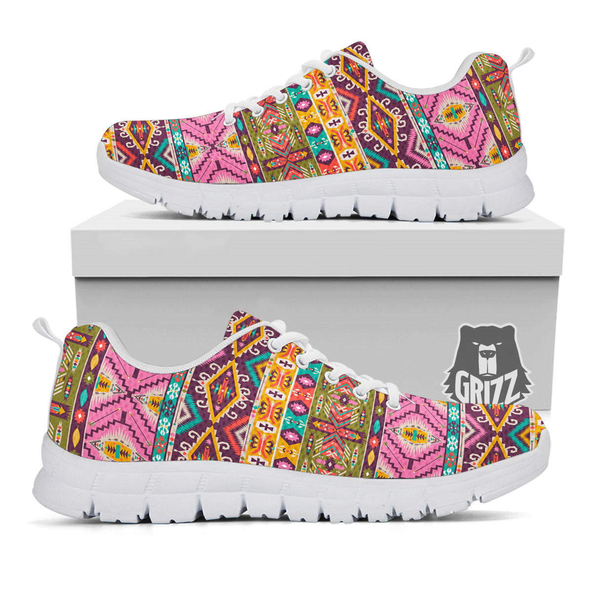 Inspired Native Print Pattern White Sneaker-grizzshop