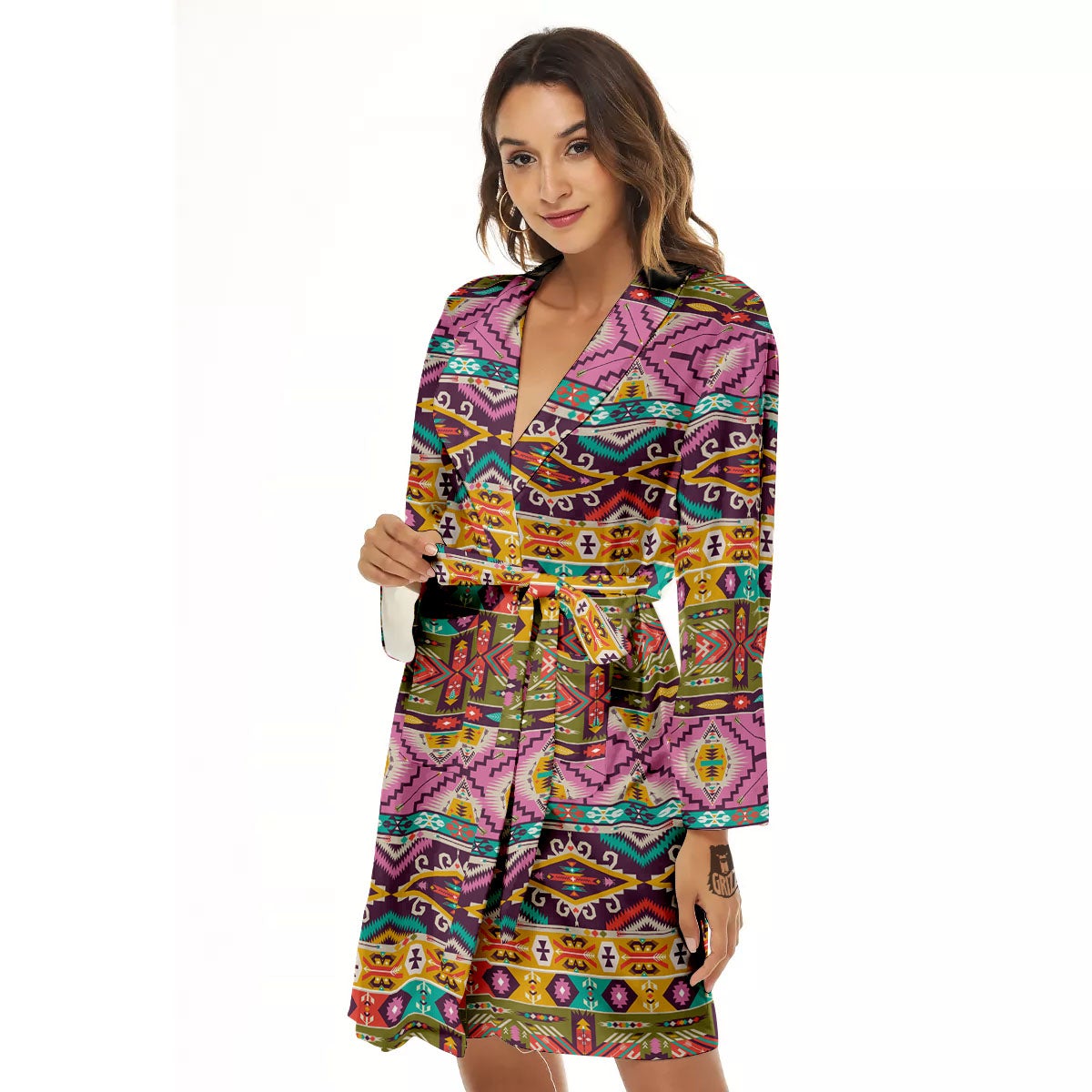 Inspired Native Print Pattern Women's Robe-grizzshop