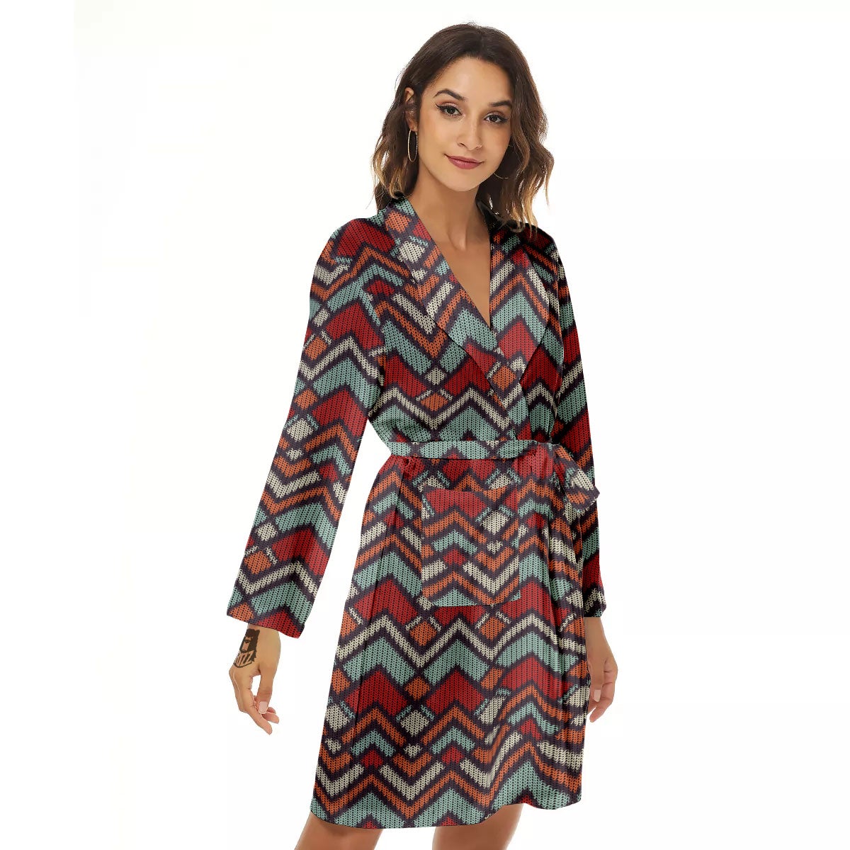 Inspired Native Tribal Print Pattern Women's Robe-grizzshop
