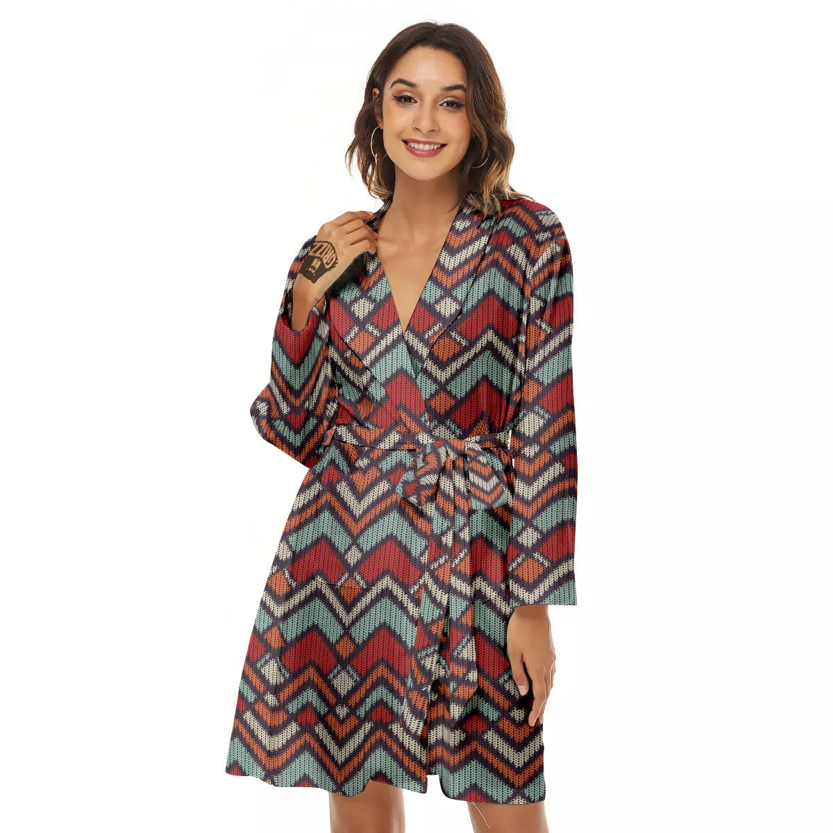 Inspired Native Tribal Print Pattern Women's Robe-grizzshop